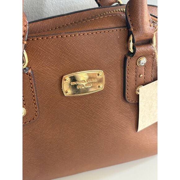 Michael Kors Sandrine Saffiano Satchel Purse Zipper Crossbody Handbag - Picture 3 of 5